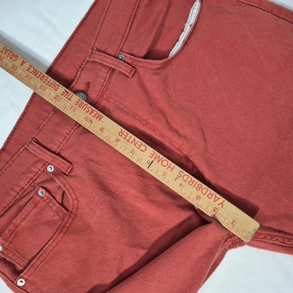 Levi's 502 Taper Jeans Mens 36x32 (38‎ x 31) Orange Regular Fit Stretch Denim